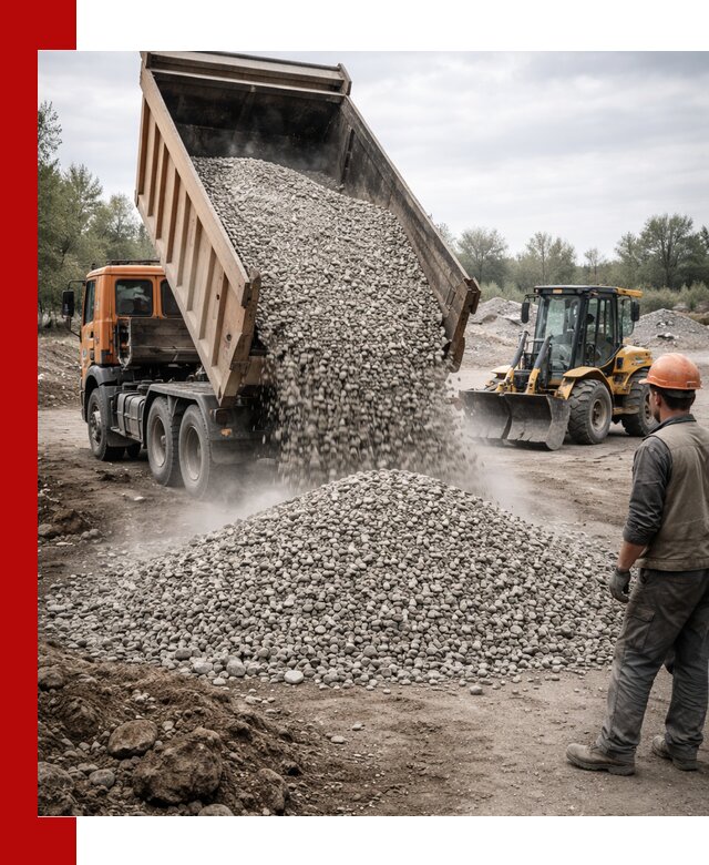 Доставка щебня в Мариинске крупными и мелкими фракциями