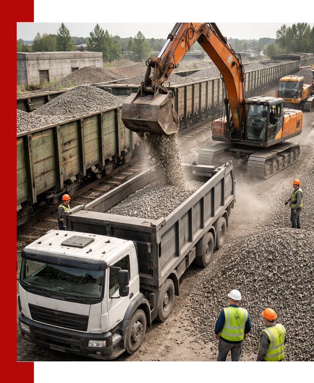 Железнодорожный щебень фракция 25–60 для поставок в Мариинске