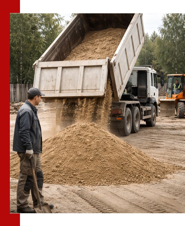 Доставка и продажа песка с разгрузкой в Мариинске