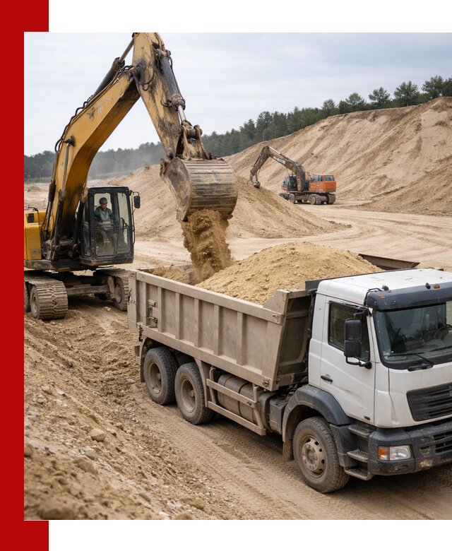 Доставка карьерного песка с самосвалами и разгрузкой в Мариинске