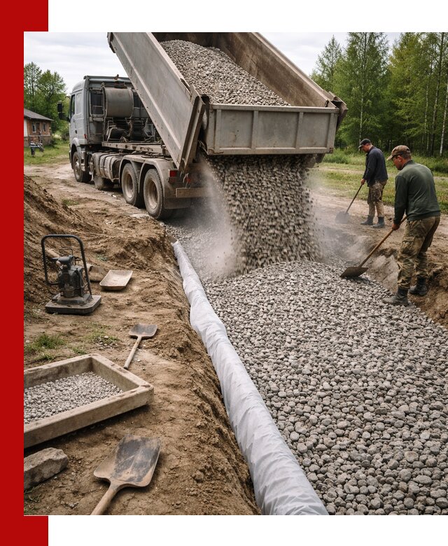 Гравий для дренажа с доставкой в Мариинске качественный и недорогой