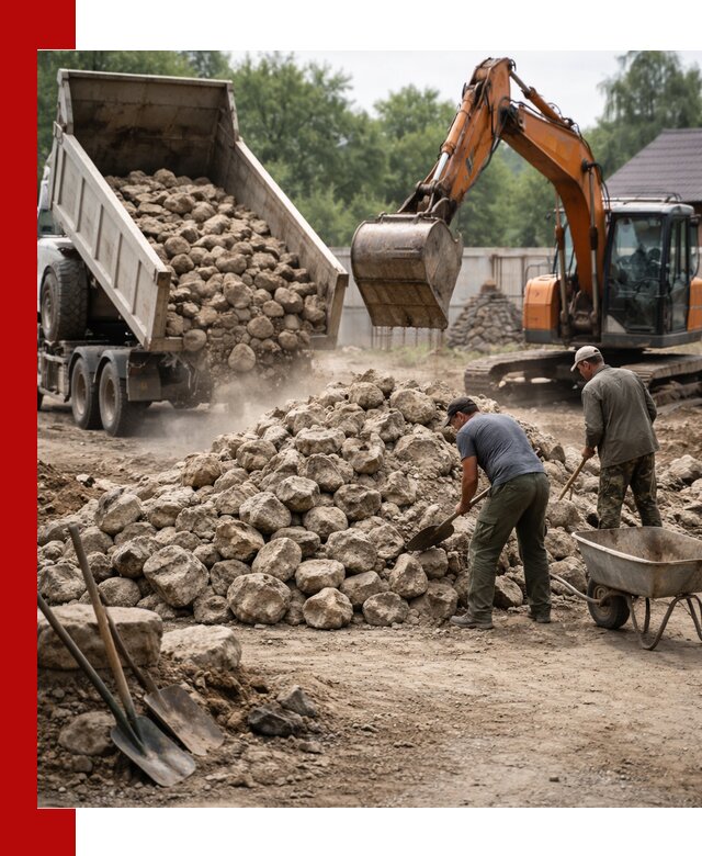 Доставка и разгрузка бутового камня в Мариинске