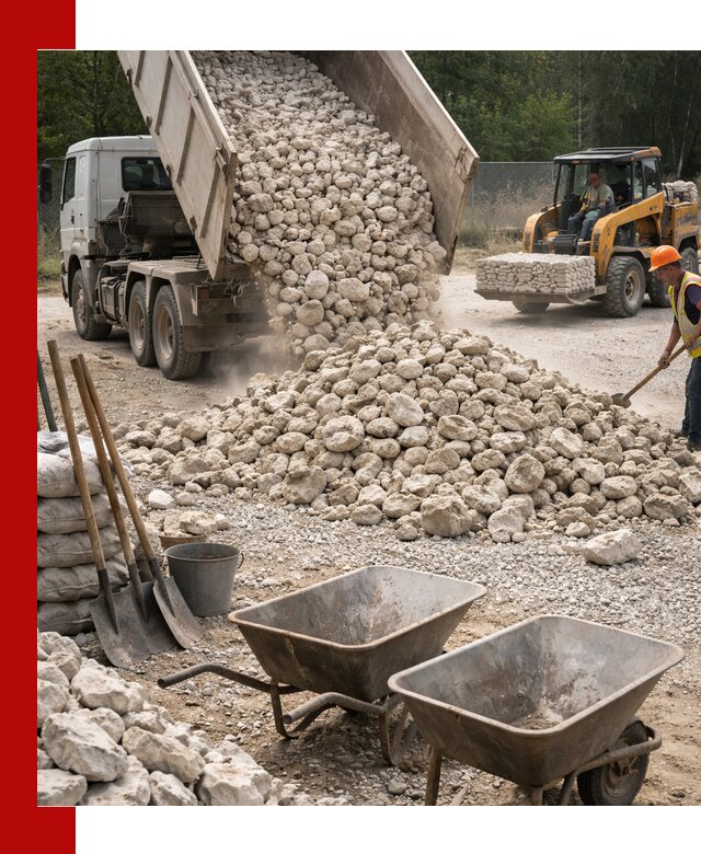 Доставка и продажа бутового известнякового камня в Мариинске