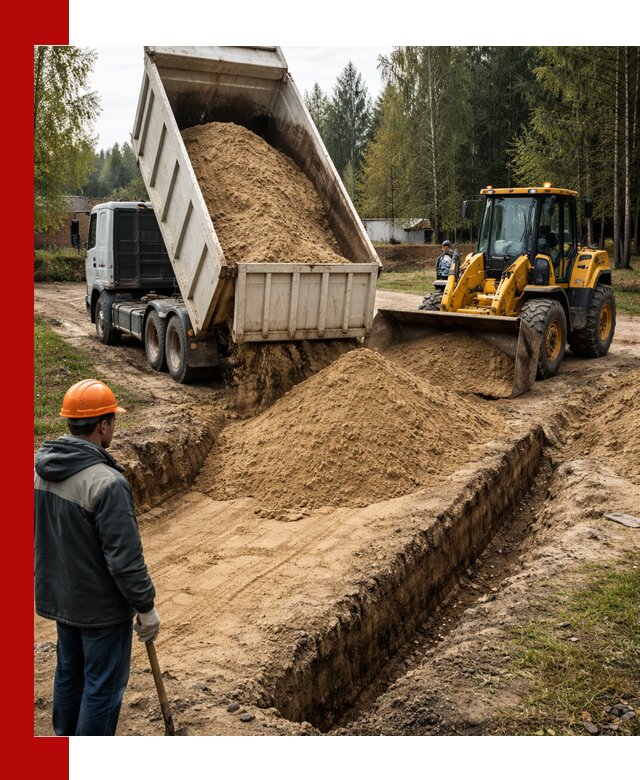 Доставка песчаного грунта в Мариинске для строительных работ
