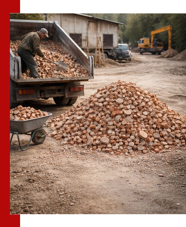 Доставка и подушка из боя кирпича с разгрузкой в Мариинске