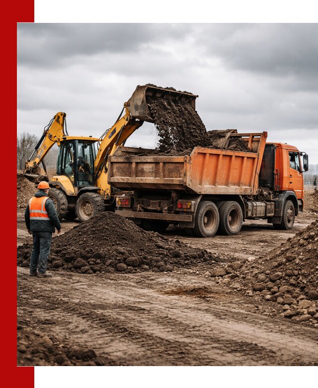 Вывоз грунта и строительного мусора в Мариинске грузовыми самосвалами