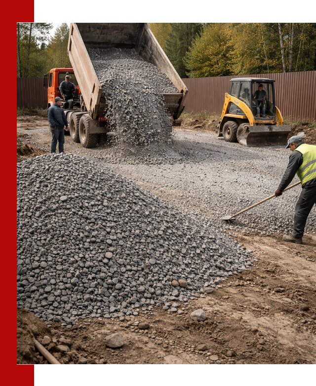Отсыпка участка щебнем с доставкой и уплотнением в Мариинске